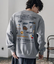 ddp ディーディーピー オーバーサイズグラフィックプリント裏起毛ロゴ刺繍クルーネック長袖トレーナースウェット 16247