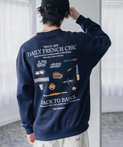 ddp ディーディーピー オーバーサイズグラフィックプリント裏起毛ロゴ刺繍クルーネック長袖トレーナースウェット 16247