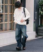 MLB メジャーリーグベースボール NYY LAD SD 別注 オーバーサイズ裏起毛クルーネックスウェット/ワンポイントロゴ刺繍長袖トレーナー 16319