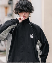 MLB メジャーリーグベースボール NYY LAD SD 別注 オーバーサイズ ナイロントラックジャケット/ワンポイントロゴ刺繍スタンドネックブルゾン 16321