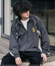 MLB メジャーリーグベースボール NYY LAD SD 別注 オーバーサイズ ナイロントラックジャケット/ワンポイントロゴ刺繍スタンドネックブルゾン 16321