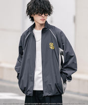 MLB メジャーリーグベースボール NYY LAD SD 別注 オーバーサイズ ナイロントラックジャケット/ワンポイントロゴ刺繍スタンドネックブルゾン 16321