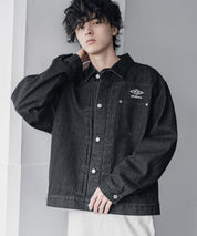 UMBRO アンブロ 別注コラボ オーバーサイズ1stタイプデニムジャケット/ワンポイントロゴ刺繍トラッカージャケット 16367