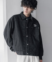 UMBRO アンブロ 別注コラボ オーバーサイズ1stタイプデニムジャケット/ワンポイントロゴ刺繍トラッカージャケット 16367