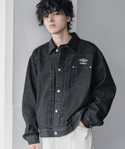 UMBRO アンブロ 別注コラボ オーバーサイズ1stタイプデニムジャケット/ワンポイントロゴ刺繍トラッカージャケット 16367