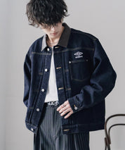 UMBRO アンブロ 別注コラボ オーバーサイズ1stタイプデニムジャケット/ワンポイントロゴ刺繍トラッカージャケット 16367
