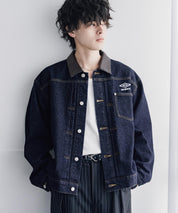 UMBRO アンブロ 別注コラボ オーバーサイズ1stタイプデニムジャケット/ワンポイントロゴ刺繍トラッカージャケット 16367