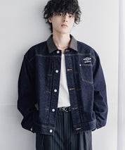 UMBRO アンブロ 別注コラボ オーバーサイズ1stタイプデニムジャケット/ワンポイントロゴ刺繍トラッカージャケット 16367