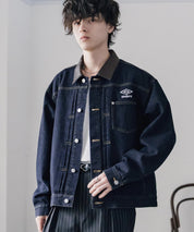 UMBRO アンブロ 別注コラボ オーバーサイズ1stタイプデニムジャケット/ワンポイントロゴ刺繍トラッカージャケット 16367