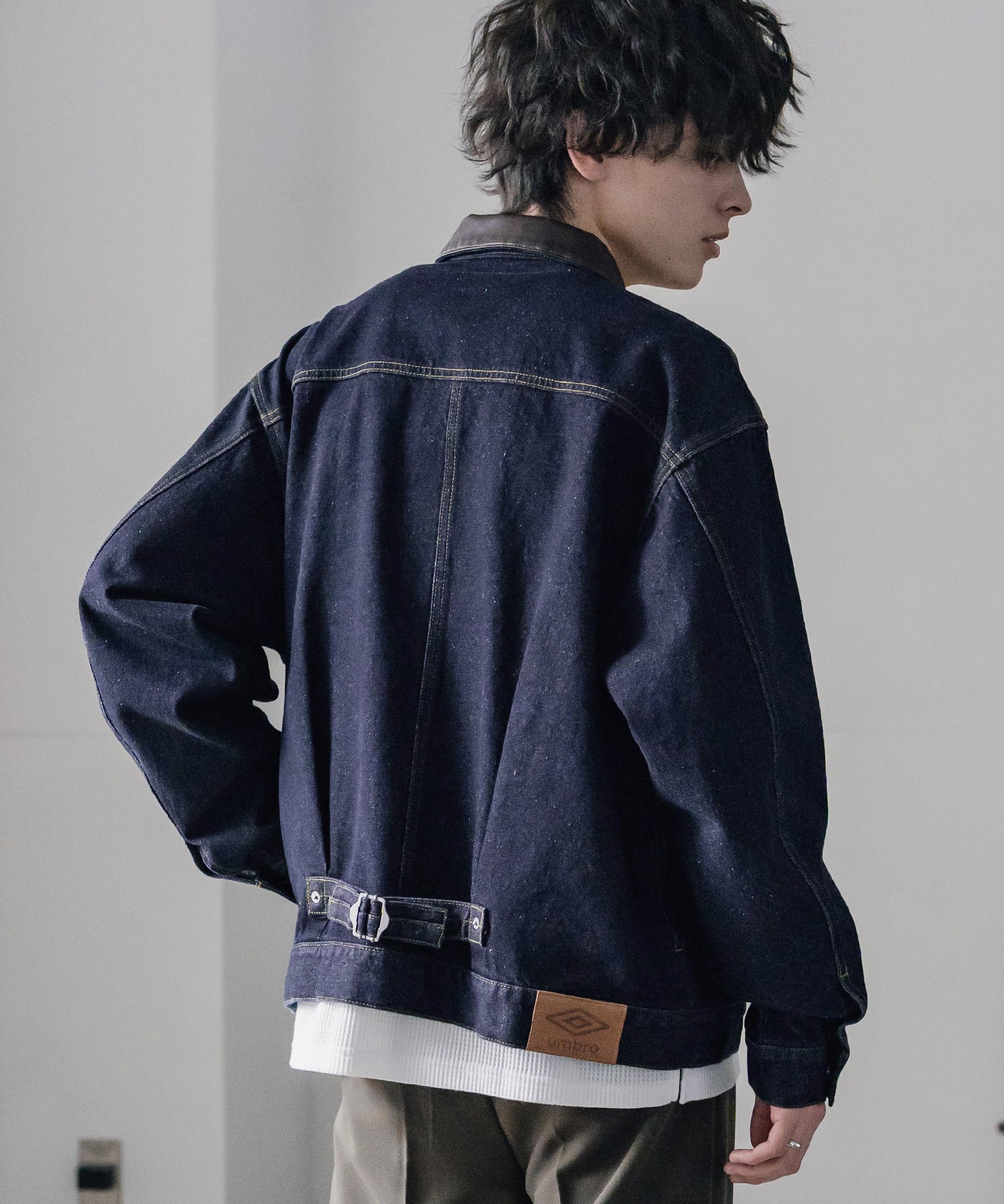 UMBRO アンブロ 別注コラボ オーバーサイズ1stタイプデニムジャケット/ワンポイントロゴ刺繍トラッカージャケット 16367