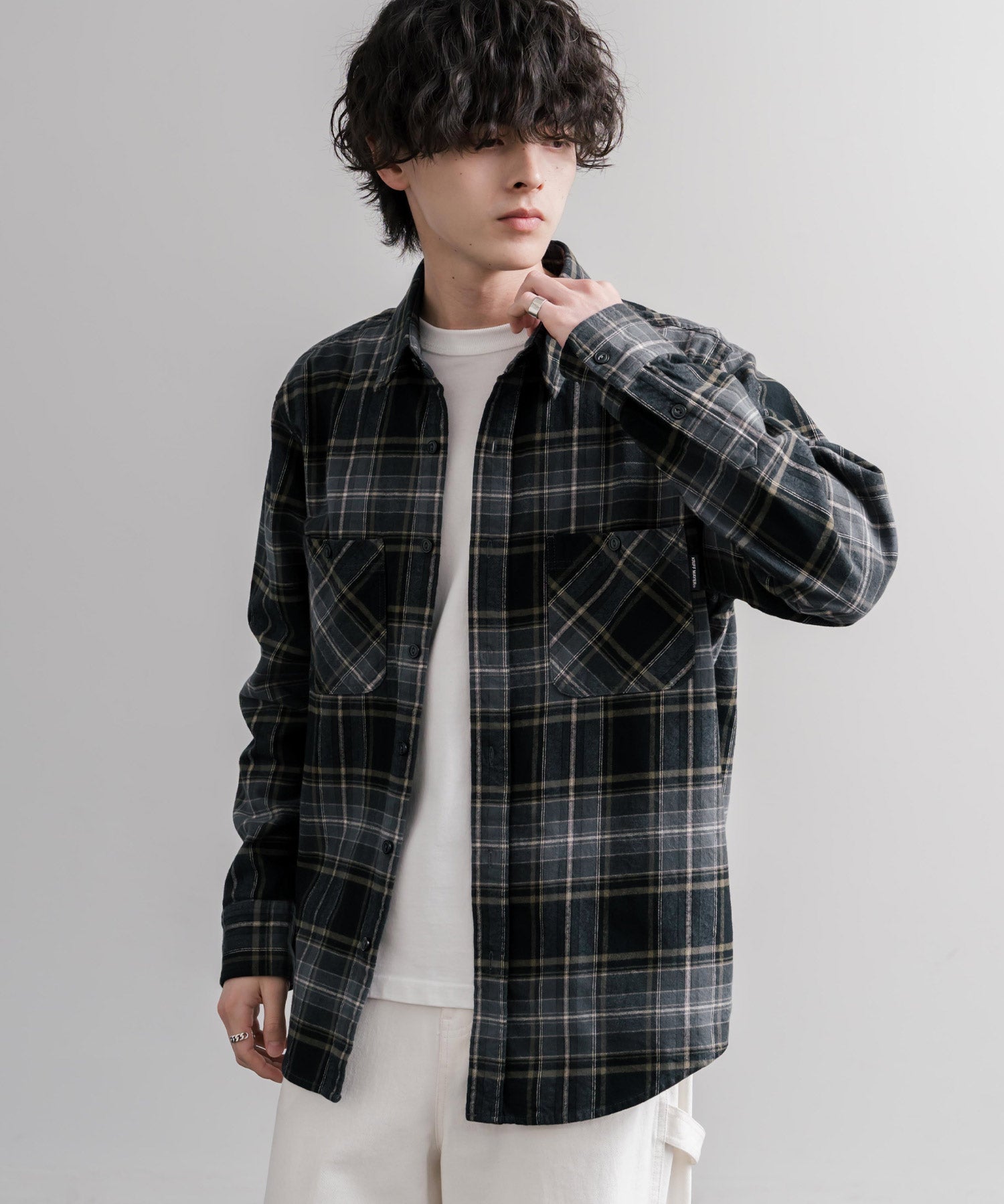 KRIFF MAYER クリフメイヤー ルーズシルエット ビエラチェックレギュラーカラー長袖シャツ 2616300 16373
