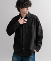 KRIFF MAYER クリフメイヤー ルーズシルエット ビエラ無地レギュラーカラー長袖シャツ 2616301 16374