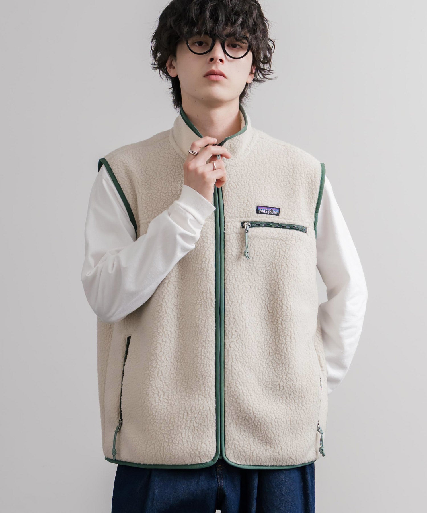 Patagonia パタゴニア M S RETRO PILE VEST レトロパイルフリースベスト/ワンポイントロゴ入りスタンドカラーフルジップボアベスト 16383