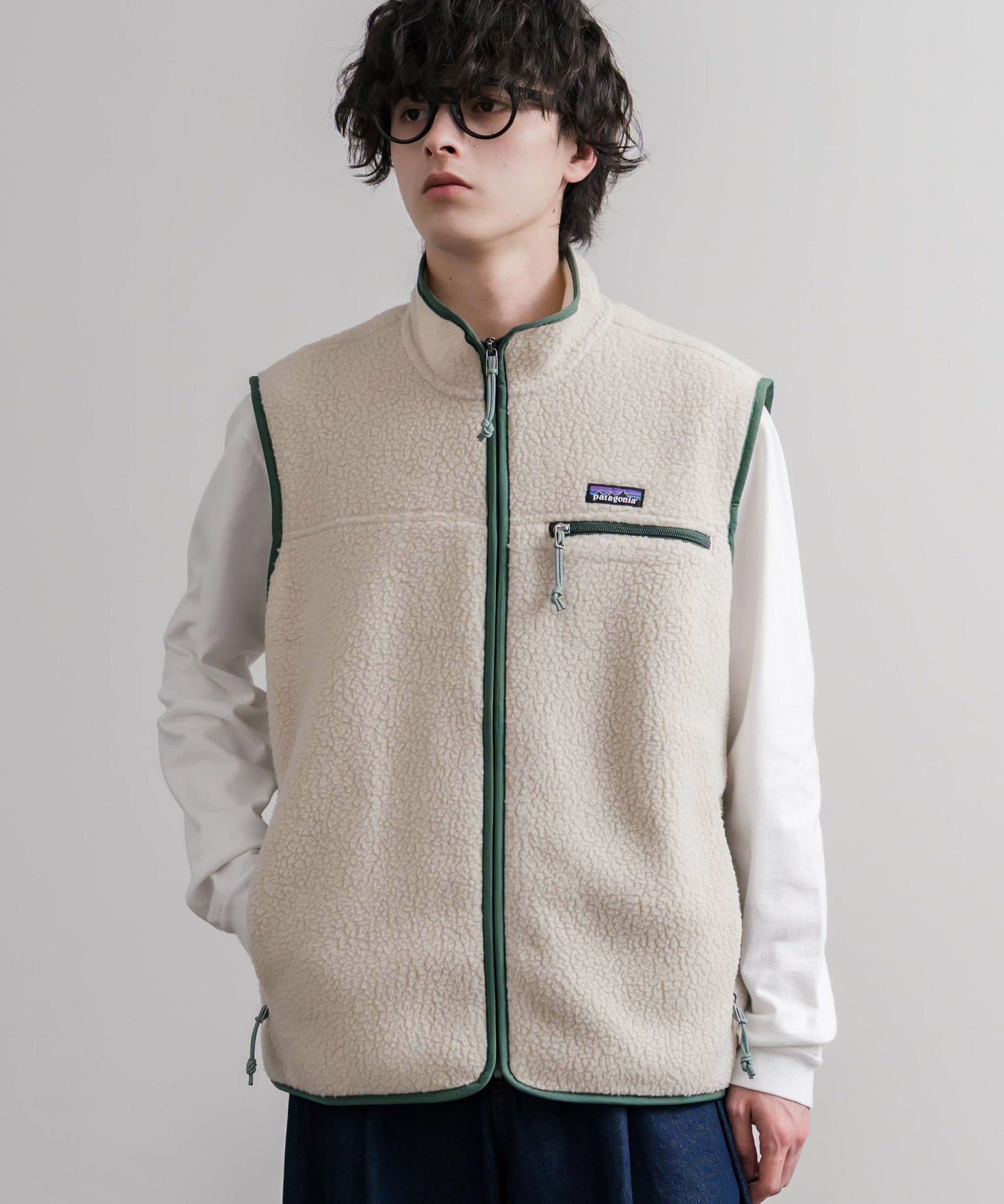 Patagonia パタゴニア M S RETRO PILE VEST レトロパイルフリースベスト/ワンポイントロゴ入りスタンドカラーフルジップボアベスト 16383