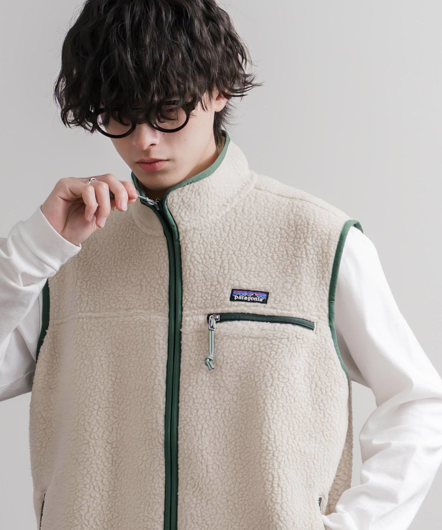 Patagonia パタゴニア M S RETRO PILE VEST レトロパイルフリースベスト/ワンポイントロゴ入りスタンドカラーフルジップボアベスト 16383
