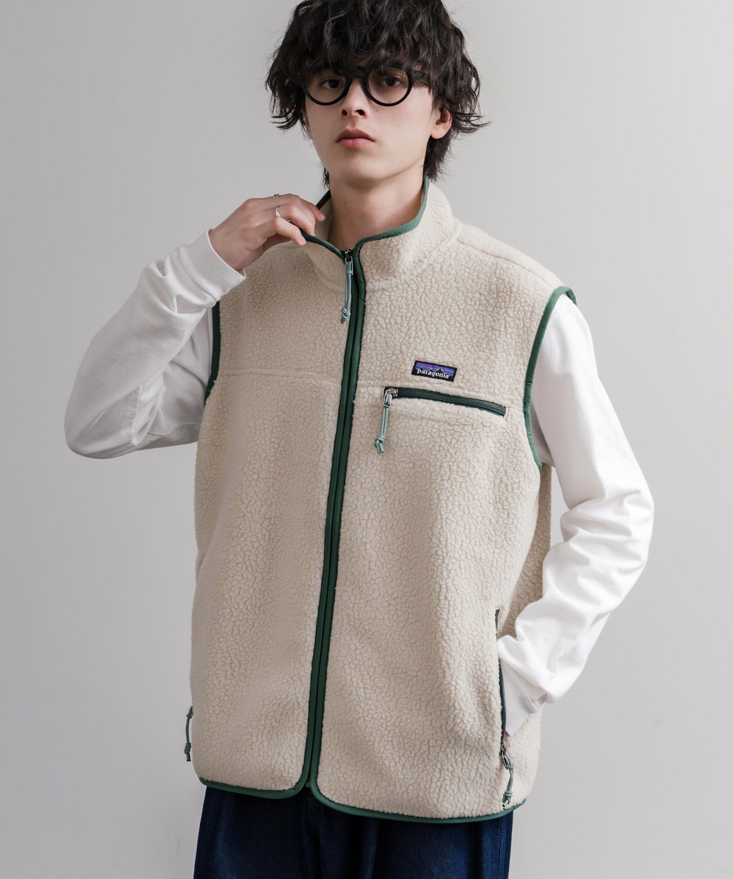 Patagonia パタゴニア M S RETRO PILE VEST レトロパイルフリースベスト/ワンポイントロゴ入りスタンドカラーフルジップボアベスト 16383
