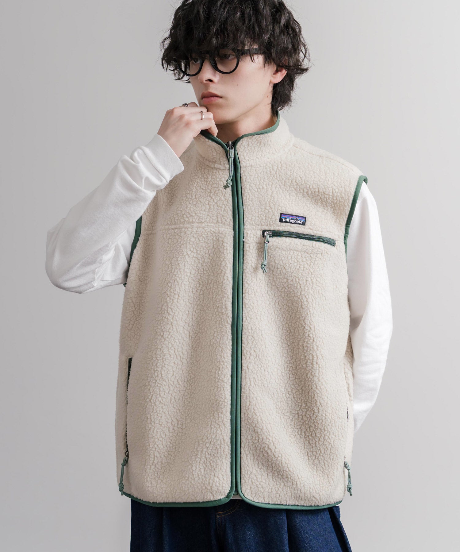 Patagonia パタゴニア M S RETRO PILE VEST レトロパイルフリースベスト/ワンポイントロゴ入りスタンドカラーフルジップボアベスト 16383