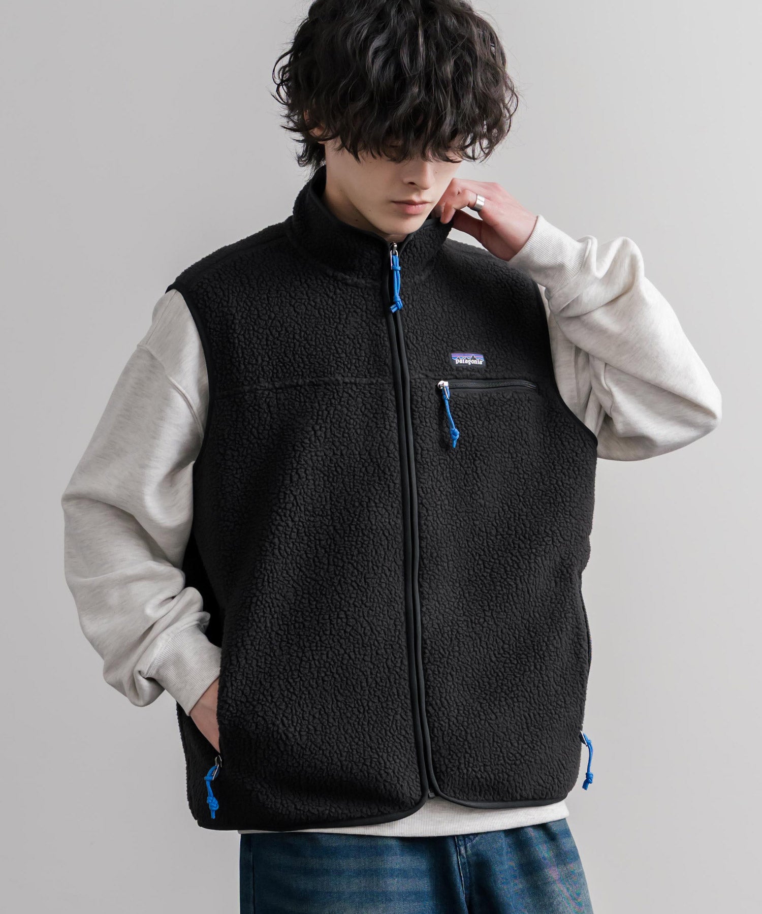 Patagonia パタゴニア M S RETRO PILE VEST レトロパイルフリースベスト/ワンポイントロゴ入りスタンドカラーフルジップボアベスト 16383