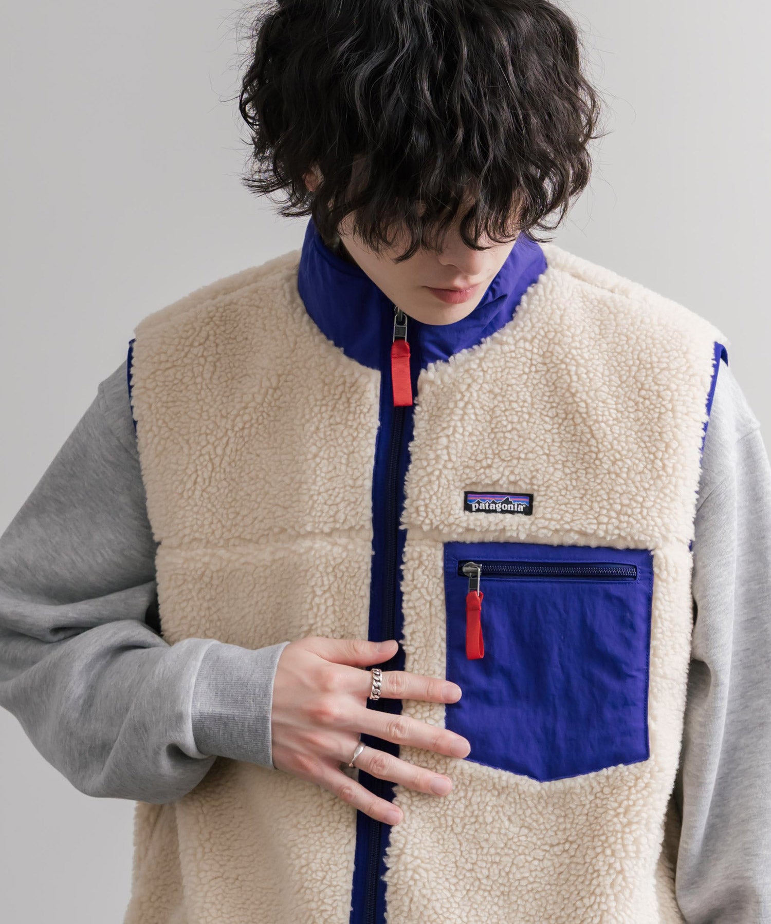 Patagonia パタゴニア M'S CLASSIC RETRO-X VEST クラシックレトロXフリースベスト/ワンポイントロゴ入り配色切替スタンドカラーフルジップボアベスト 16384