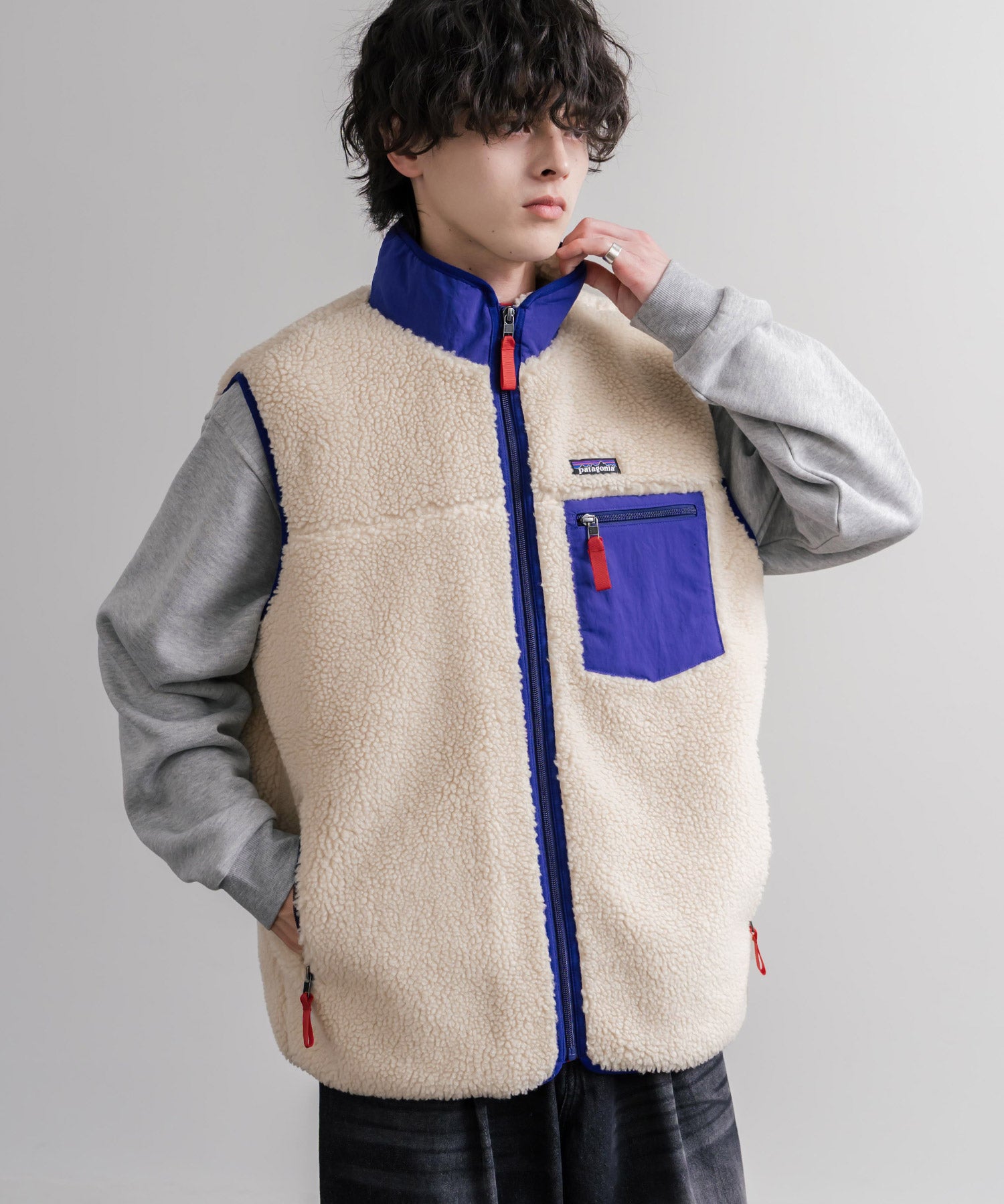 Patagonia パタゴニア M'S CLASSIC RETRO-X VEST クラシックレトロXフリースベスト/ワンポイントロゴ入り配色切替スタンドカラーフルジップボアベスト 16384