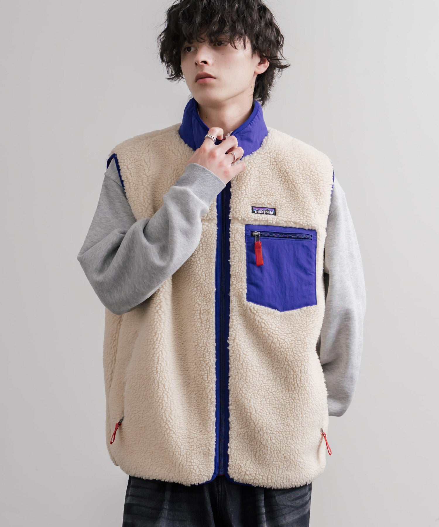 Patagonia パタゴニア M'S CLASSIC RETRO-X VEST クラシックレトロXフリースベスト/ワンポイントロゴ入り配色切替スタンドカラーフルジップボアベスト 16384