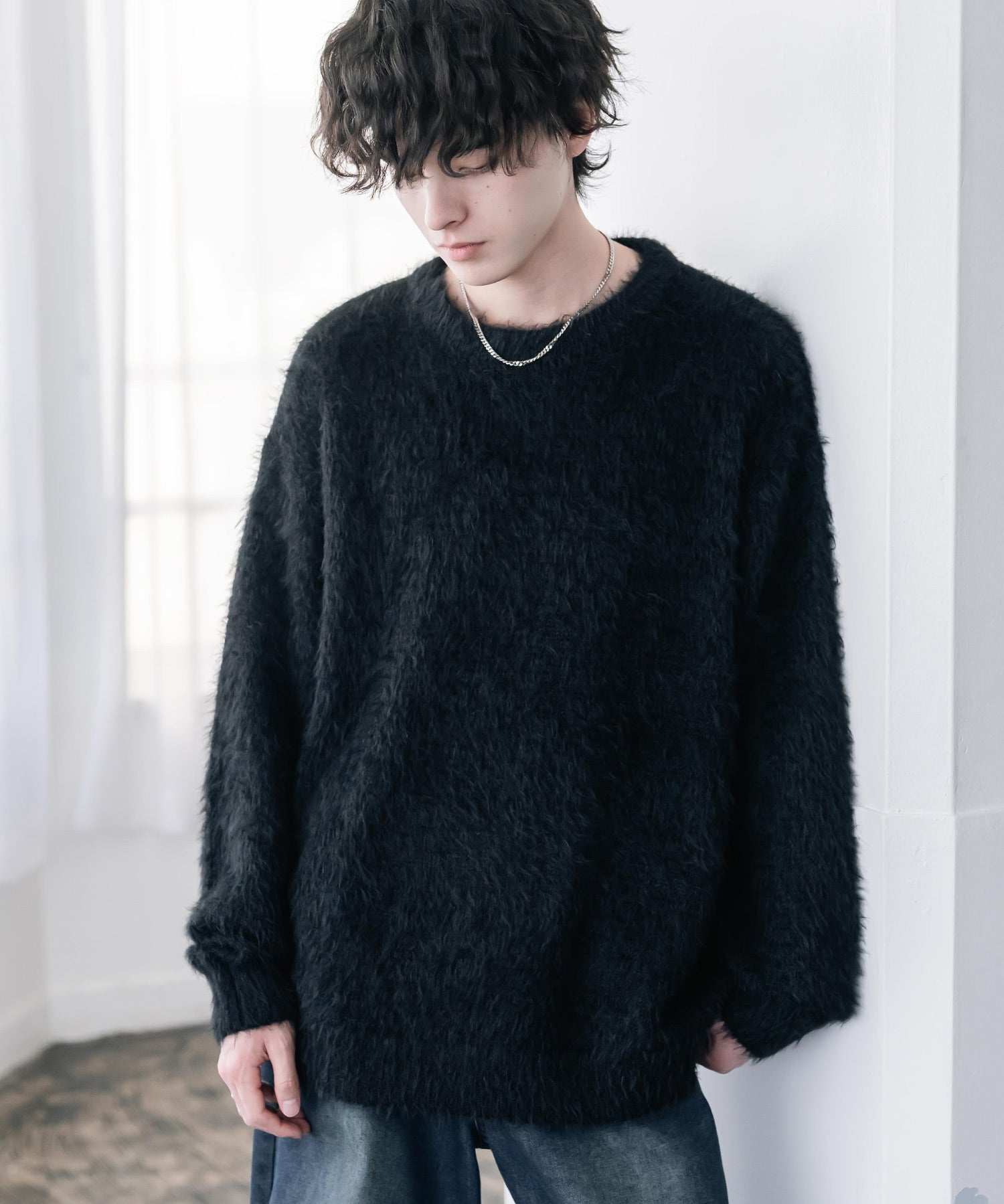 オーバーサイズ モヘアライククルーネックボリュームシャギーニットプルオーバー 16390