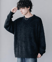 オーバーサイズ モヘアライククルーネックボリュームシャギーニットプルオーバー 16390