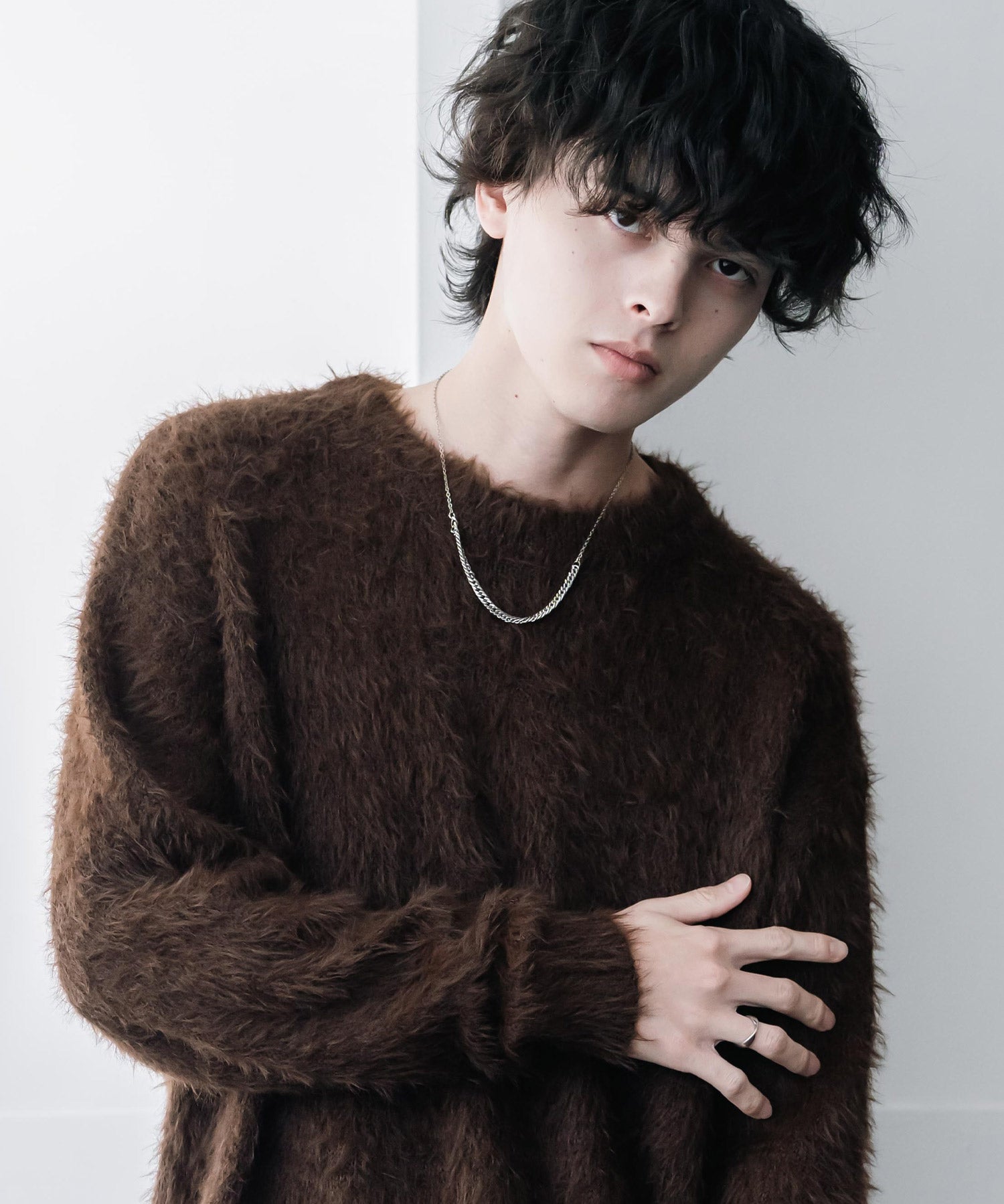 オーバーサイズ モヘアライククルーネックボリュームシャギーニットプルオーバー 16390