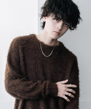 オーバーサイズ モヘアライククルーネックボリュームシャギーニットプルオーバー 16390