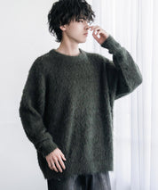 オーバーサイズ モヘアライククルーネックボリュームシャギーニットプルオーバー 16390