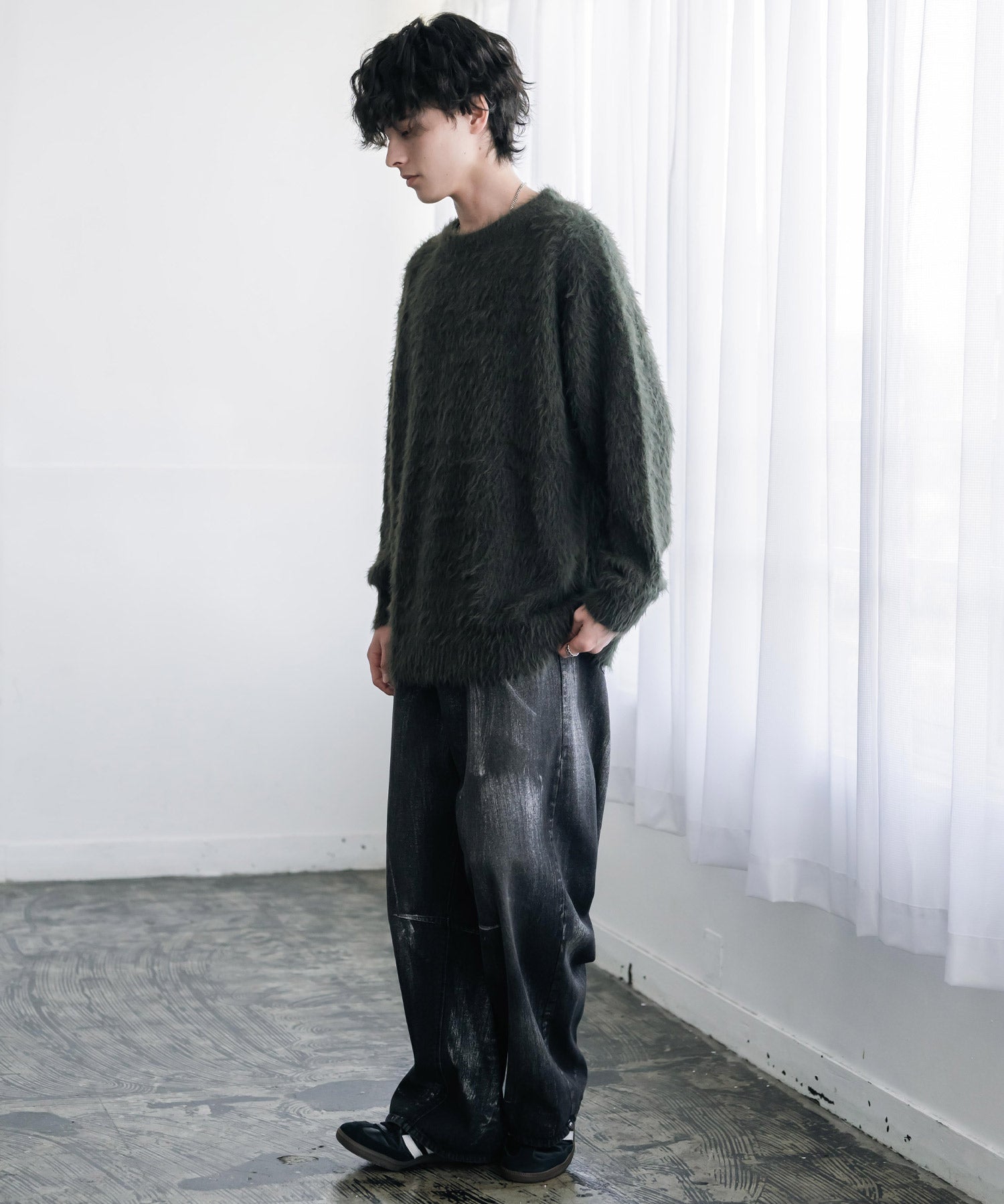オーバーサイズ モヘアライククルーネックボリュームシャギーニットプルオーバー 16390