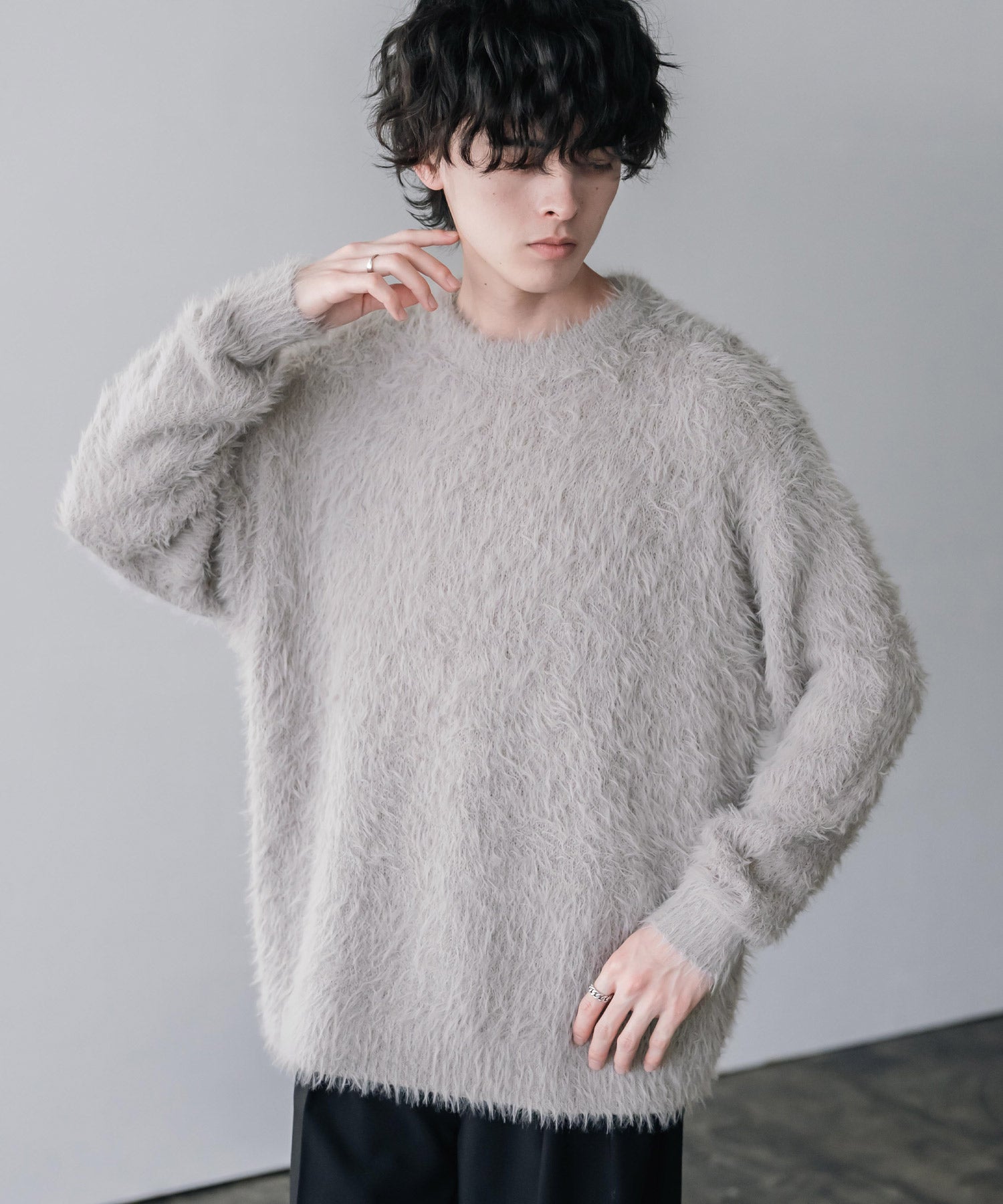 オーバーサイズ モヘアライククルーネックボリュームシャギーニットプルオーバー 16390