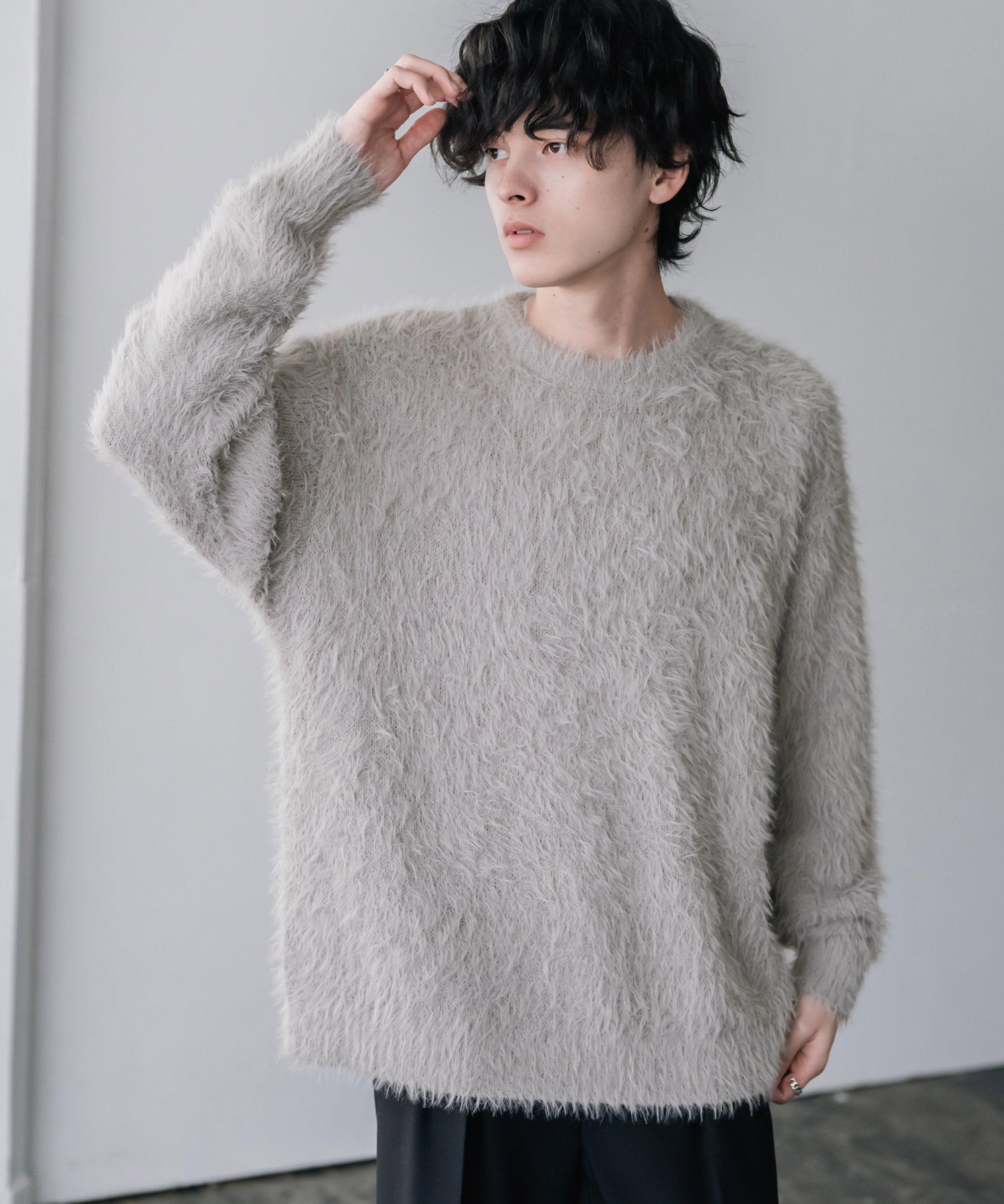 オーバーサイズ モヘアライククルーネックボリュームシャギーニットプルオーバー 16390