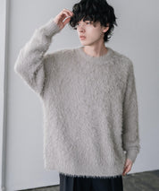 オーバーサイズ モヘアライククルーネックボリュームシャギーニットプルオーバー 16390