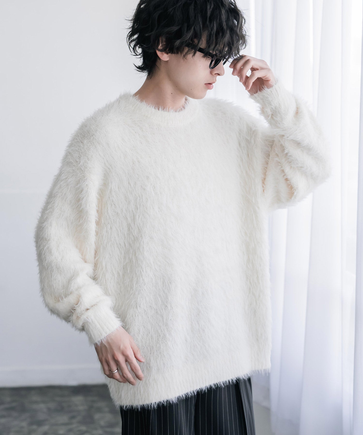 オーバーサイズ モヘアライククルーネックボリュームシャギーニットプルオーバー 16390