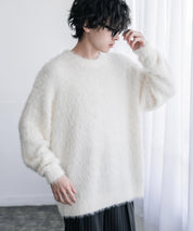 オーバーサイズ モヘアライククルーネックボリュームシャギーニットプルオーバー 16390