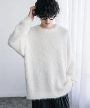 オーバーサイズ モヘアライククルーネックボリュームシャギーニットプルオーバー 16390