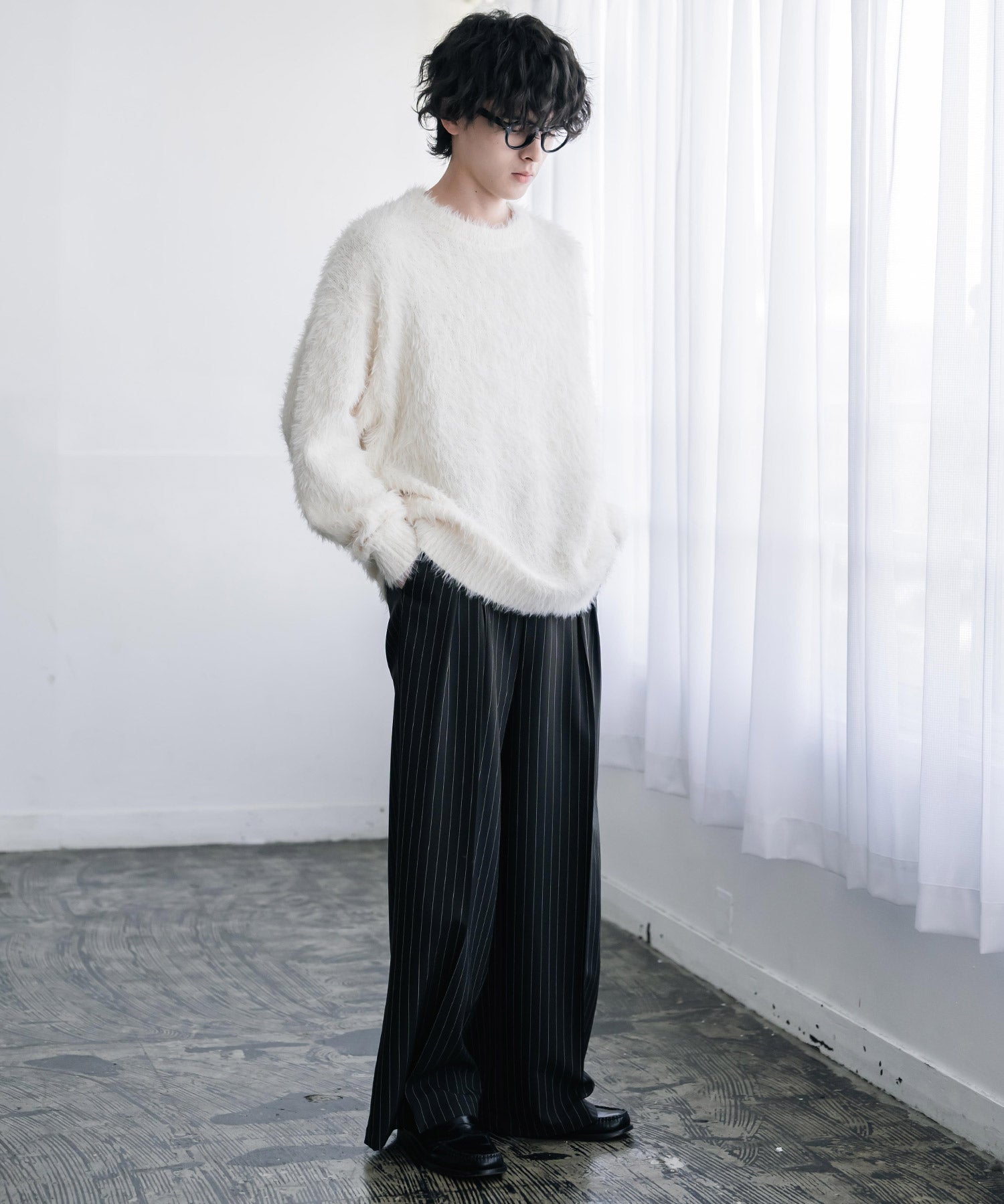 オーバーサイズ モヘアライククルーネックボリュームシャギーニットプルオーバー 16390
