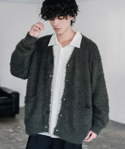オーバーサイズ モヘアライクVネックボリュームシャギーニットカーディガン 16391
