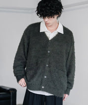 オーバーサイズ モヘアライクVネックボリュームシャギーニットカーディガン 16391