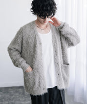 オーバーサイズ モヘアライクVネックボリュームシャギーニットカーディガン 16391