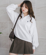 U.S.POLO ASSN. ユーエスポロアッスン 襟付きキーネックダンボールスウェット/スキッパー長袖トレーナー 16455