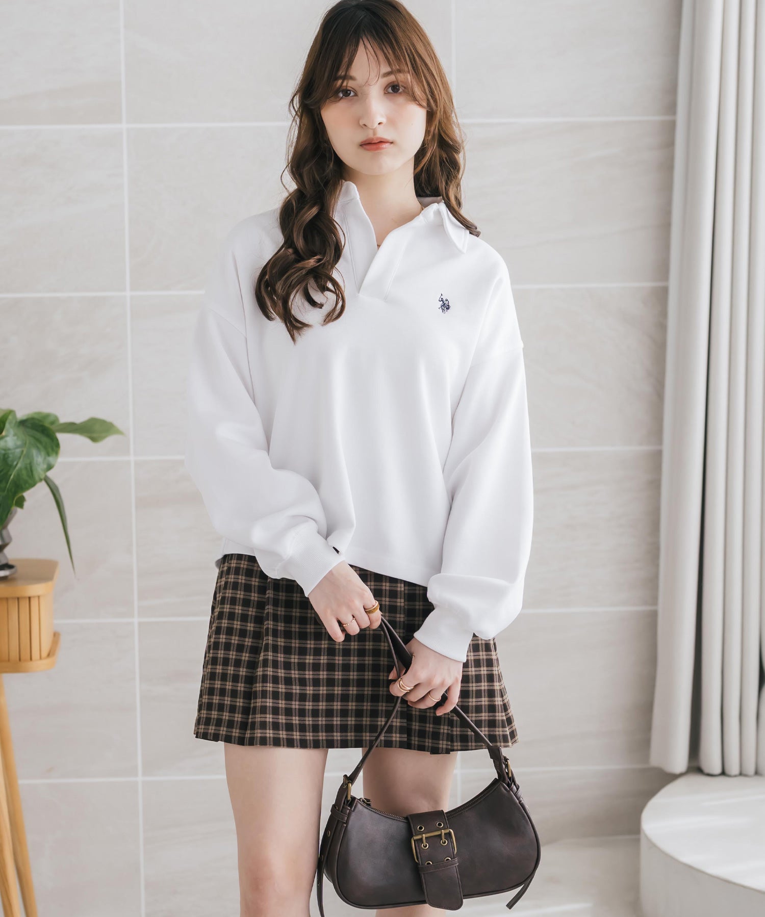 U.S.POLO ASSN. ユーエスポロアッスン 襟付きキーネックダンボールスウェット/スキッパー長袖トレーナー 16455