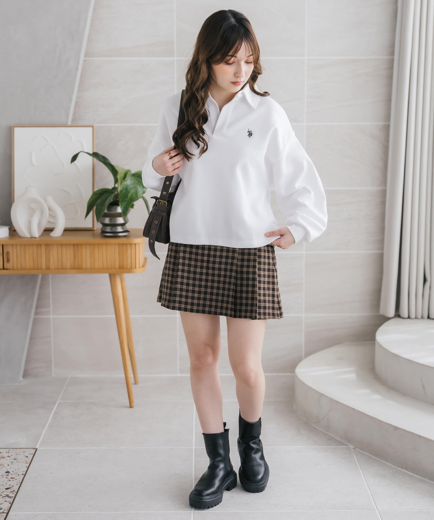 U.S.POLO ASSN. ユーエスポロアッスン 襟付きキーネックダンボールスウェット/スキッパー長袖トレーナー 16455