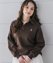 U.S.POLO ASSN. ユーエスポロアッスン 襟付きキーネックダンボールスウェット/スキッパー長袖トレーナー 16455