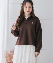 U.S.POLO ASSN. ユーエスポロアッスン 襟付きキーネックダンボールスウェット/スキッパー長袖トレーナー 16455