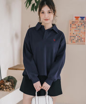 U.S.POLO ASSN. ユーエスポロアッスン 襟付きキーネックダンボールスウェット/スキッパー長袖トレーナー 16455