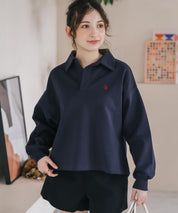 U.S.POLO ASSN. ユーエスポロアッスン 襟付きキーネックダンボールスウェット/スキッパー長袖トレーナー 16455