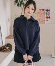 U.S.POLO ASSN. ユーエスポロアッスン 襟付きキーネックダンボールスウェット/スキッパー長袖トレーナー 16455