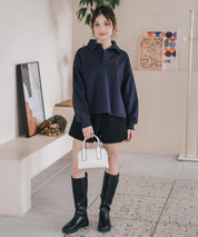 U.S.POLO ASSN. ユーエスポロアッスン 襟付きキーネックダンボールスウェット/スキッパー長袖トレーナー 16455